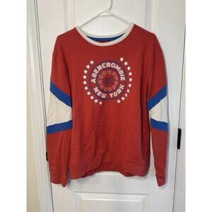 Vintage Y2K Abercrombie And Fitch Red White Blue Logo Crewneck Sweatshirt Med